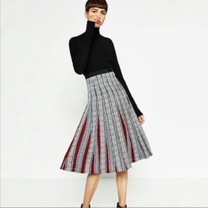 Zara Printed Pleat Midi Skirt
